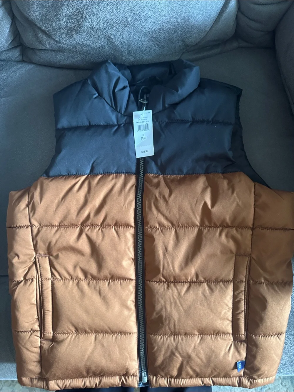 GAP Two-Tone Black and Brown Puffer Vest